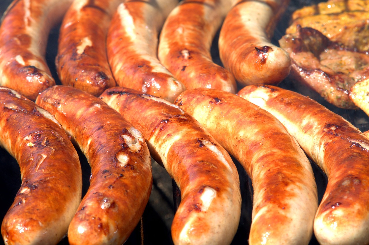 sausages, barbecue, nature, grill, barbecue party, grill party, meat, food, delicious, grilling, bbq, tasty, summer, closeup
